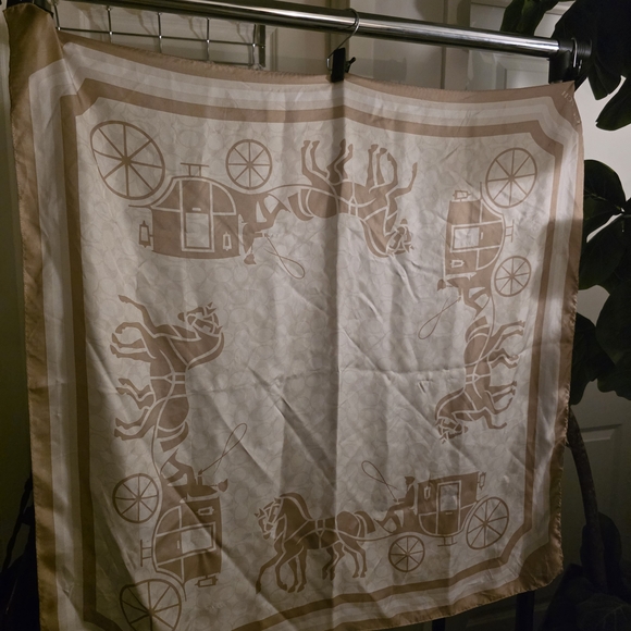 Coach Accessories - Coach Beige and Cream Carriage Print Scarf